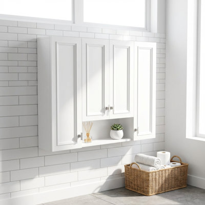 Modern Wall-Mounted Bathroom Storage Cabinet with Adjustable Shelves and Soft-Closing Hinges, Open Shelving Design for Organized Bathroom Essentials