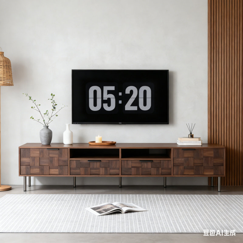 78.7" Mid-Century TV Stand for 85 inch TVs, Media Console with 2 Drawers & Open Storage,Cable Management, Dark Brown