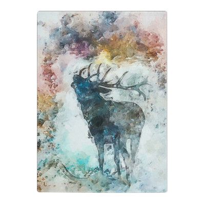 Tempered Glass a Deer Stag Silhouette in Abstract Chopping Board