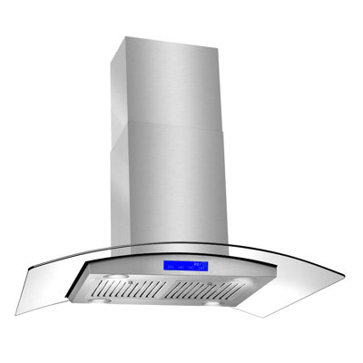Cosmo 36 in. Lumin Collection Ducted Island Range Hood, Soft Touch Controls, Permanent Filters, LED Lights, Stainless Steel 668ICS Series