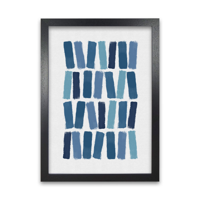 Orara Blue Brush Strokes - Print, Black Framed, 33cm H x 24cm W x 2cm D
