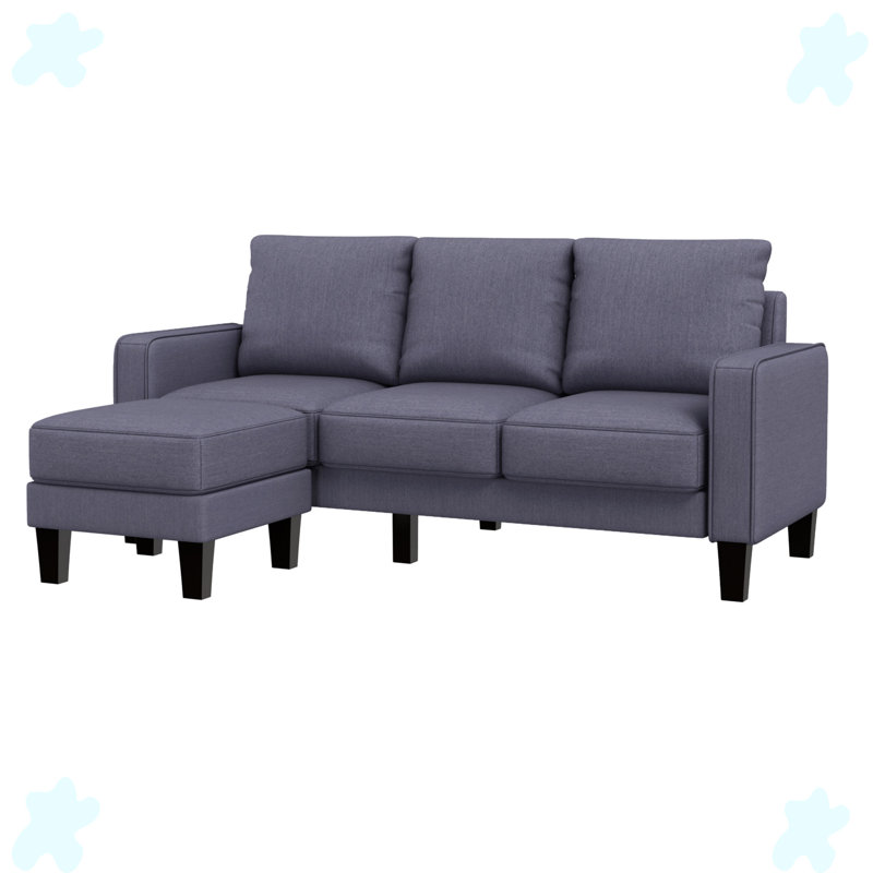 Canapé à accoudoirs carrés 75,12 po, Polyester gris foncé