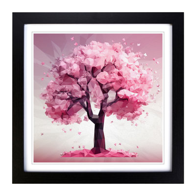 Cherry Blossom Tree Polygon - Framed Print