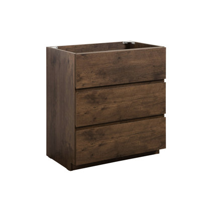Sans unité de plancher de lavabo - noyer, 3, élégance moderne, option d'armoire silencieuse, espace de rangement maximal