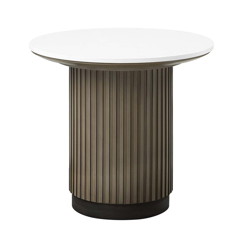 Rectangular End Table, Engineering Marble Top & Light Oak