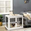 Table pour petit chien, avec porte verrouillable et deux entrées, mobilier d'intérieur mignon, table de bout en cage blanc pur, côtés ouverts, chenil décoratif