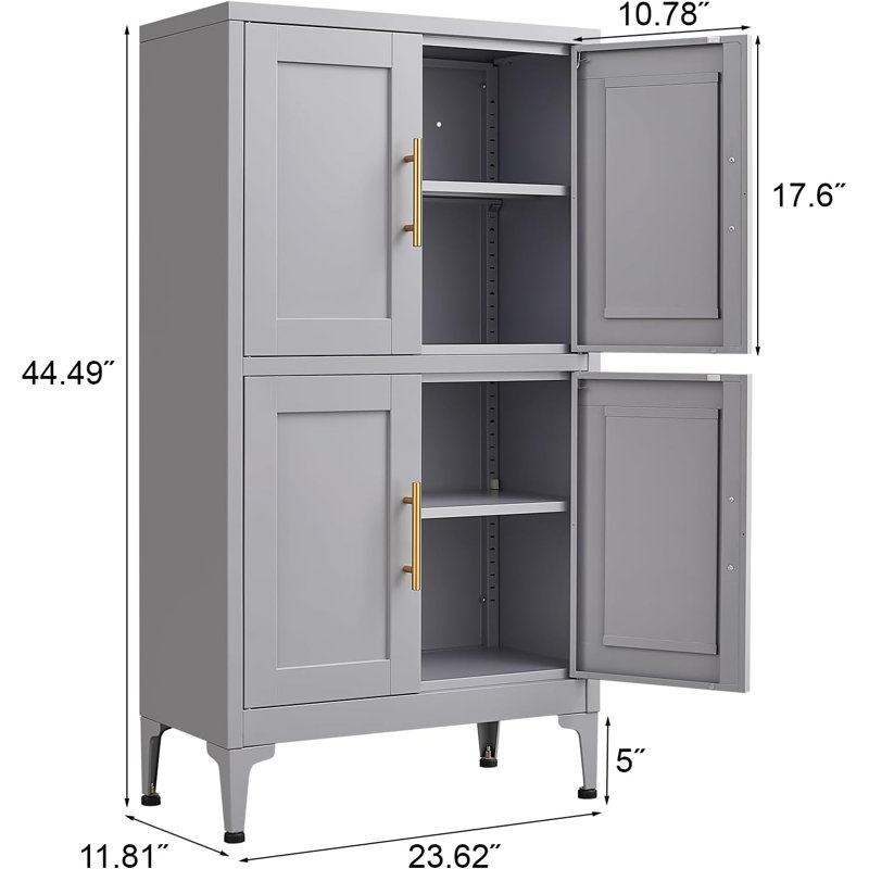 Armoires de salle de bain autoportantes en métal avec portes, Gris