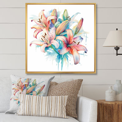 Aquarelle élégante lis pureté III sur toile