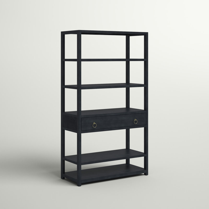 Ballentine 39'' Accent Bookcase w/ 6 Shelves & 1 Drawer, Navy Blue