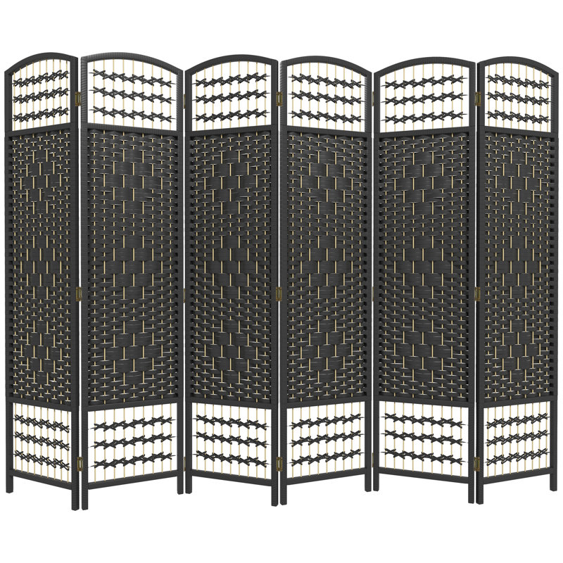 6 Panel Room Divider, Black