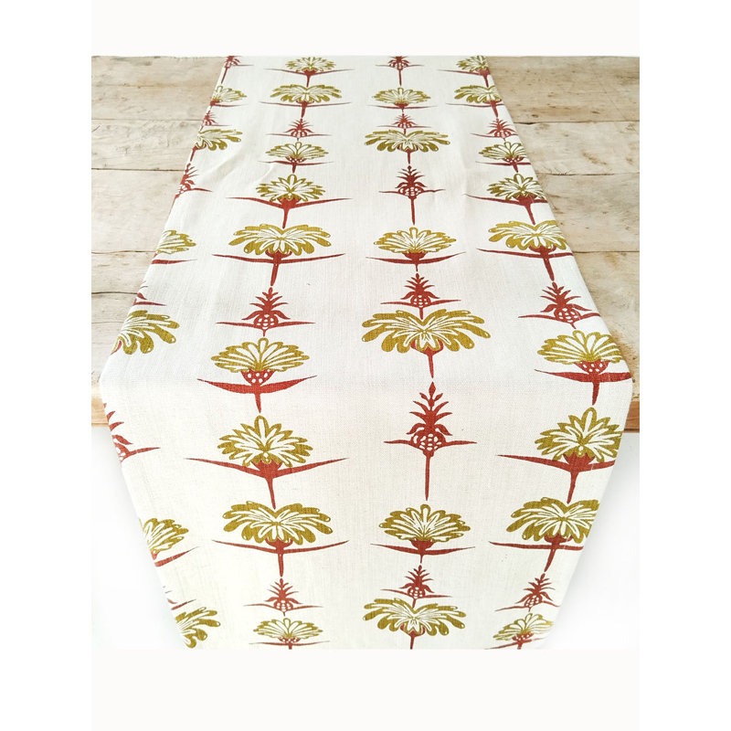 Chemin de table French Home Tropical - Cramoisi et chartreuse, Cramoisi / chartreuse