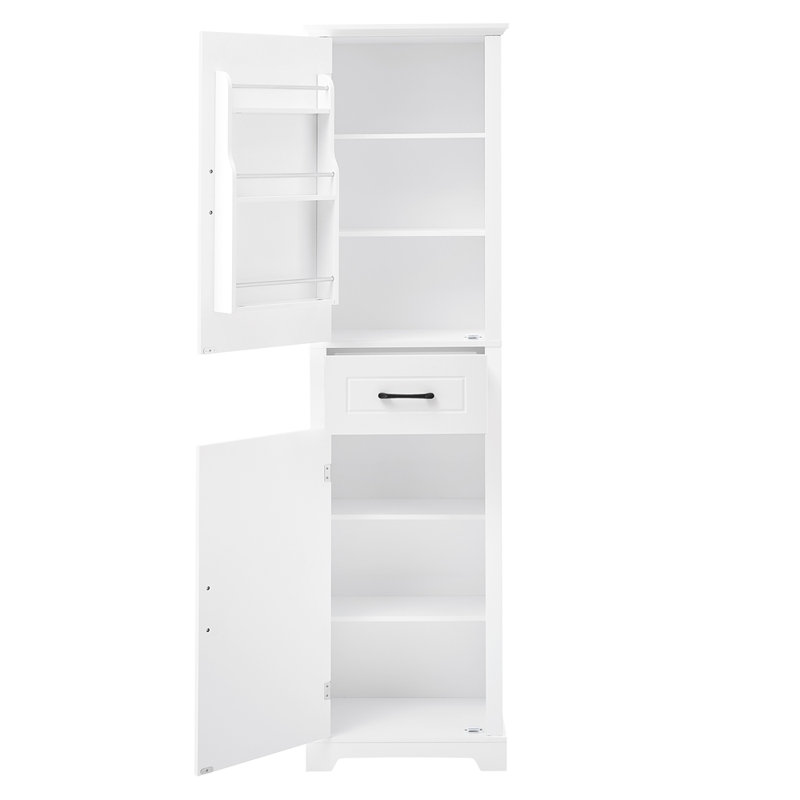 Tall Freestanding Bathroom Storage Cabinet With Adjustable Shelves And Two-Door Design For Smart Organization., White