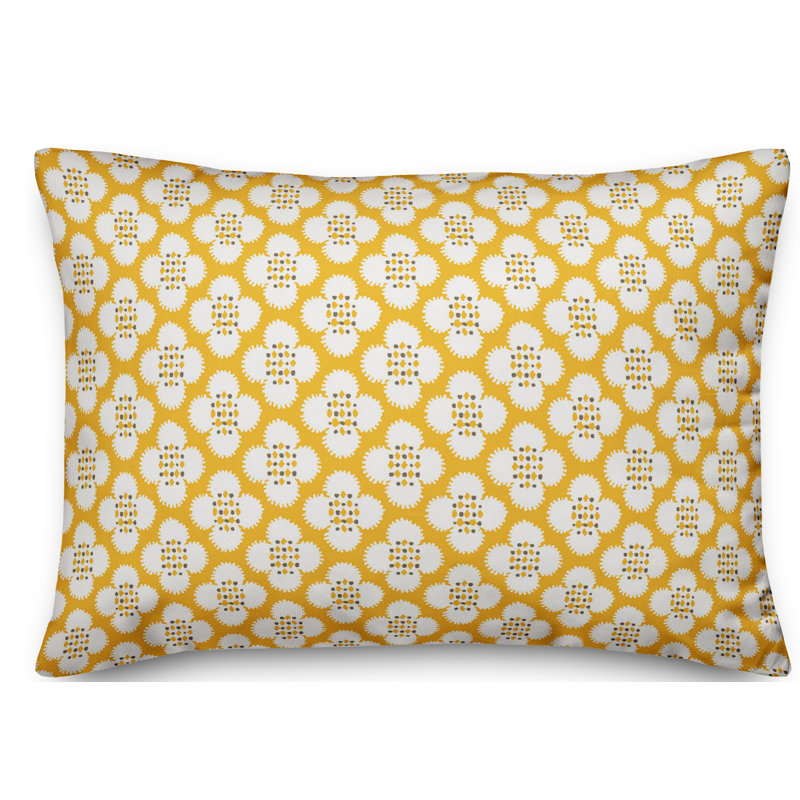 Coussin floral, Jaune / Gris