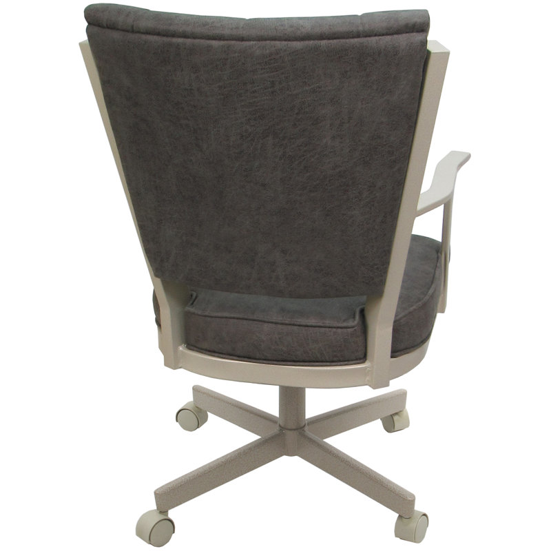 Danyael Metal Dining Caster Chair with Arms, Beige, Outlier Charcoal