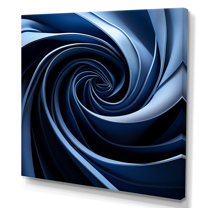 Spiraling Blue Abstract Vortex II - Abstract Spirals, art mural, Toile tendue, H 16 po x l 16 po x P 1 po