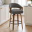 Tabouret de bar pivotant à 360 ° de style Mid-Century moderne en noyer avec dossier courbé rembourré (ensemble de 2)-2047351524