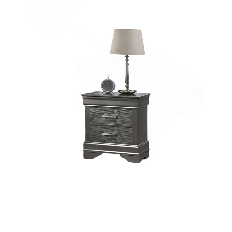 Table de chevet moderne en bois gris moderne avec table de chevet 2X tiroirs