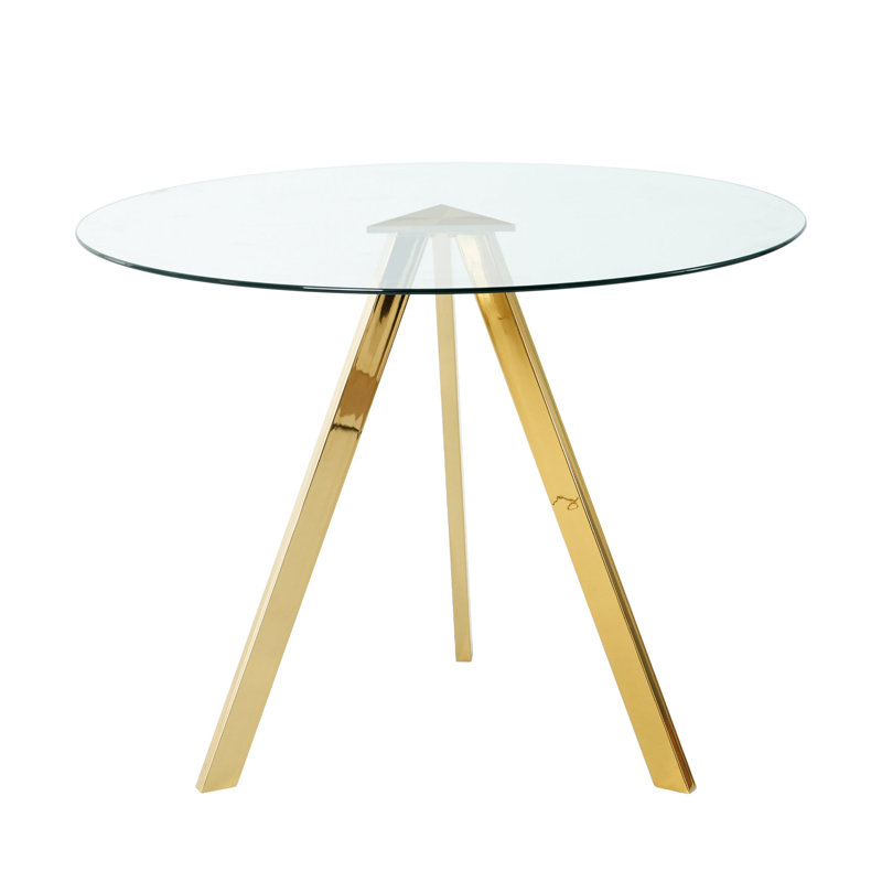 Table ronde en verre trempé de 39,2 po avec pieds dorés - Design moderne pour le salon Robuste, élégante, facile à nettoyer, moderne, élégante et propre