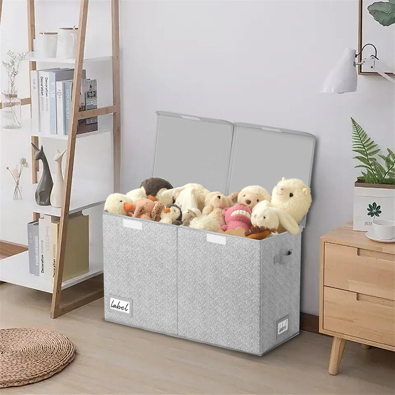 Coffre à jouets avec couvercles, grand organisateur de rangement de jouets pliable avec poignées, rangement pour chambre de bébé, salle de jeux, salon