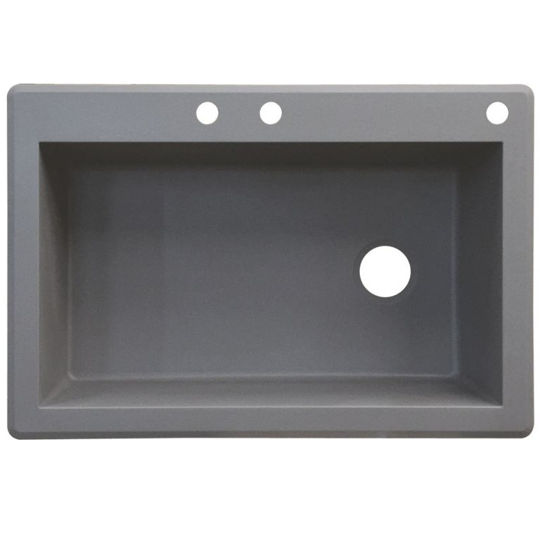 Radius 33'' L Single Bowl Granite Kitchen Sink, Gray
