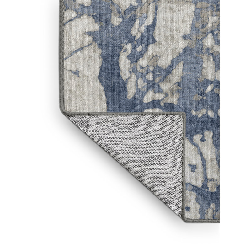 Machine Washable Gray Area Rug, Round 5'