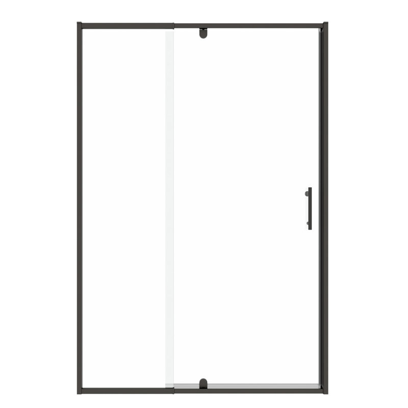 50 - 54" X 71" Pivot Frame Shower Door, Matte Black, 1/4" Tempered Glass, Stainless Steel Handle, Easy Installation, Leakage, Reversible Install, Wall Adjustable, Left & Right 50-54" Swing Install