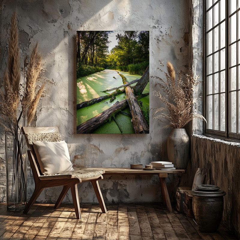 Toile «A Tranquil Swamp Scene Captured In Soft Light Diff diffusion pendant Wall Art The Golden Hour mettant en vedette une voie d'eau sereine, art mural»