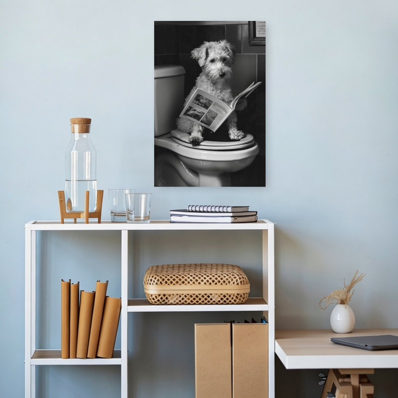 Dog Reading Newspaper Vintage Dog Wall Art Print 1 Piece Wrapped Canvas Wall Art, 45.72cm H x 30.48cm W