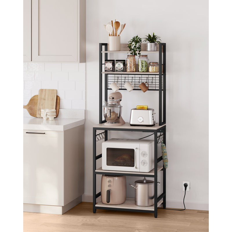 Akeelah 24" Metal Baker's Rack, Greige/Ink Black
