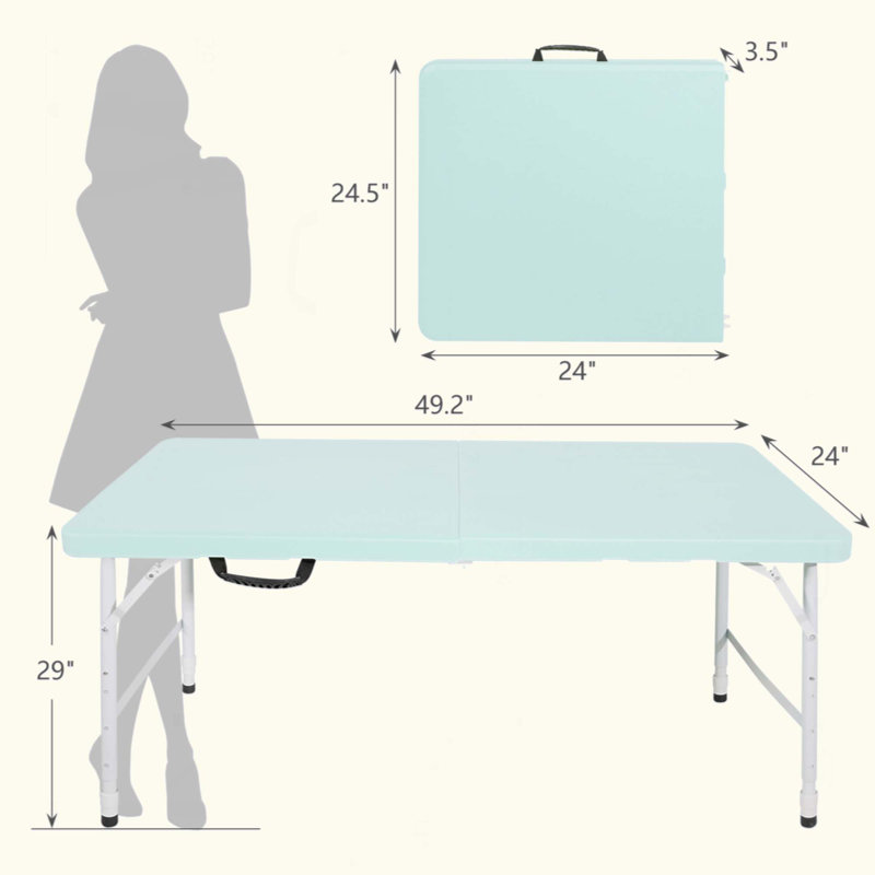 Table pliante portative, poids pliable, intérieur et extérieur, poids maximum 135 kg, Bleu