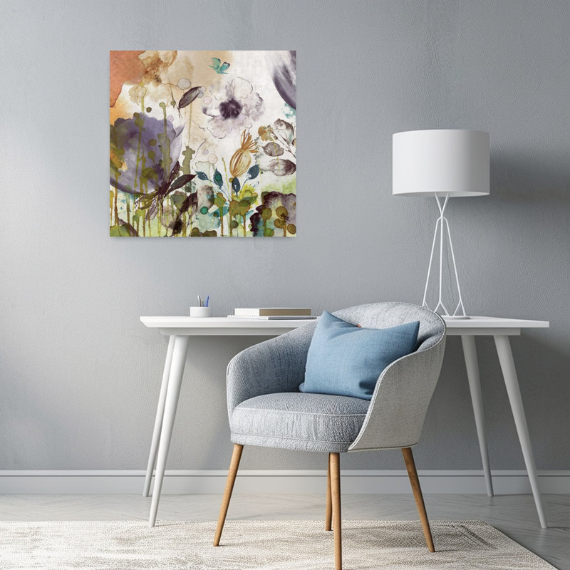 «Autumn Song II», art floral fantaisiste avec papillon, H 24 po x l 24 po
