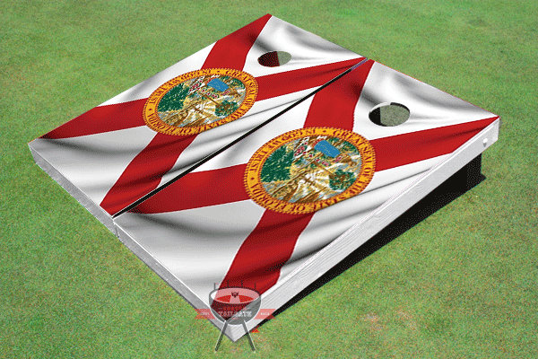 Ensemble de planche de jeu de cornhole 2 'x 4' Island Paradise, Rouge / Bleu, Georgie