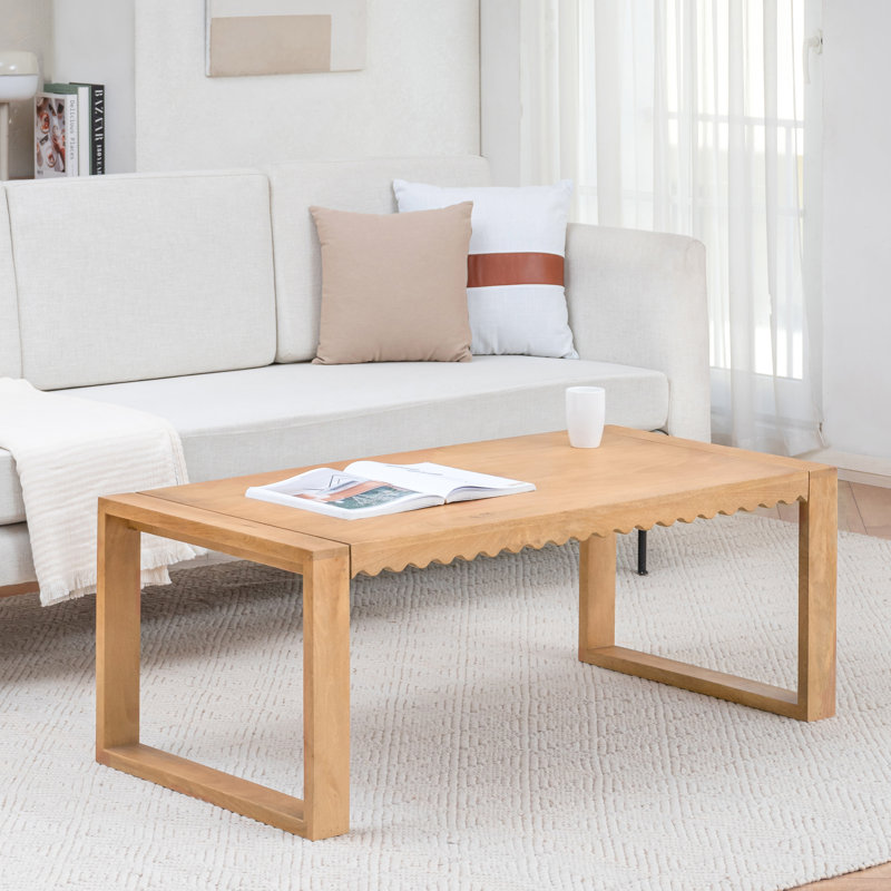Table basse rectangulaire en bois massif 48 po avec bords festonnés Leidesdorff