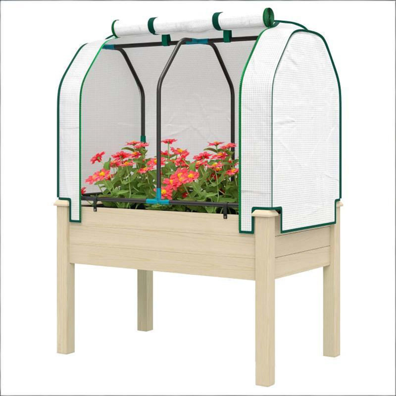 Compact Planter Box,Outdoor Raised Garden Bed, Natural Wood