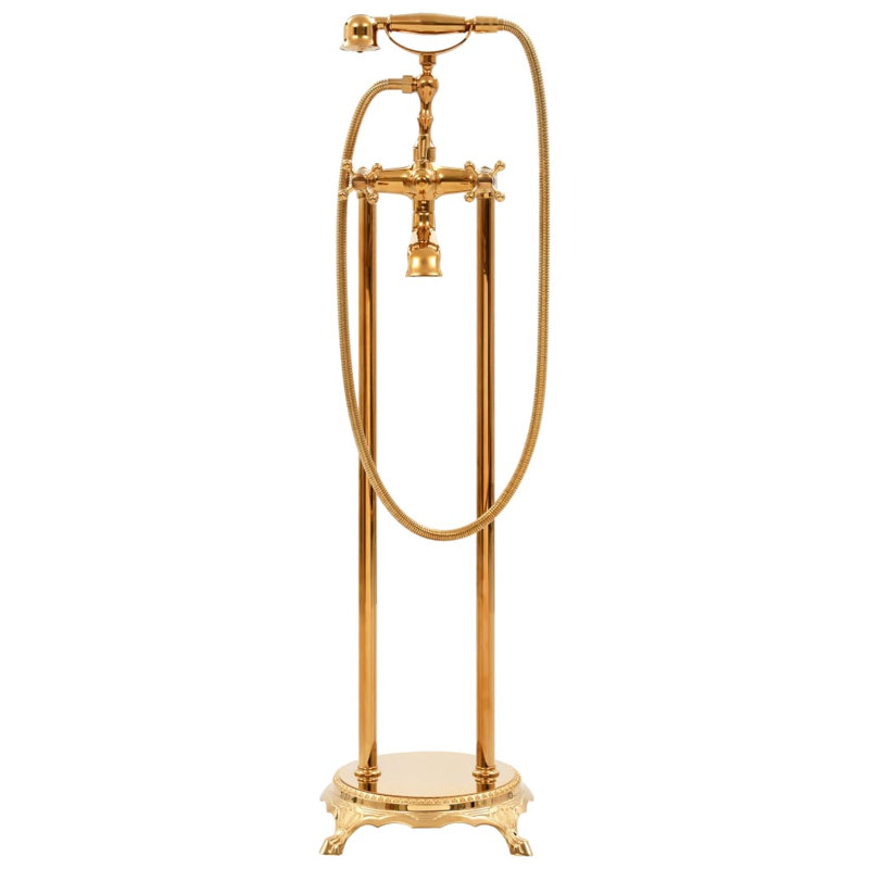 Janda 1 Handle Floor Clawfoot Tub Faucet Bath Filler with Diverter, Gold