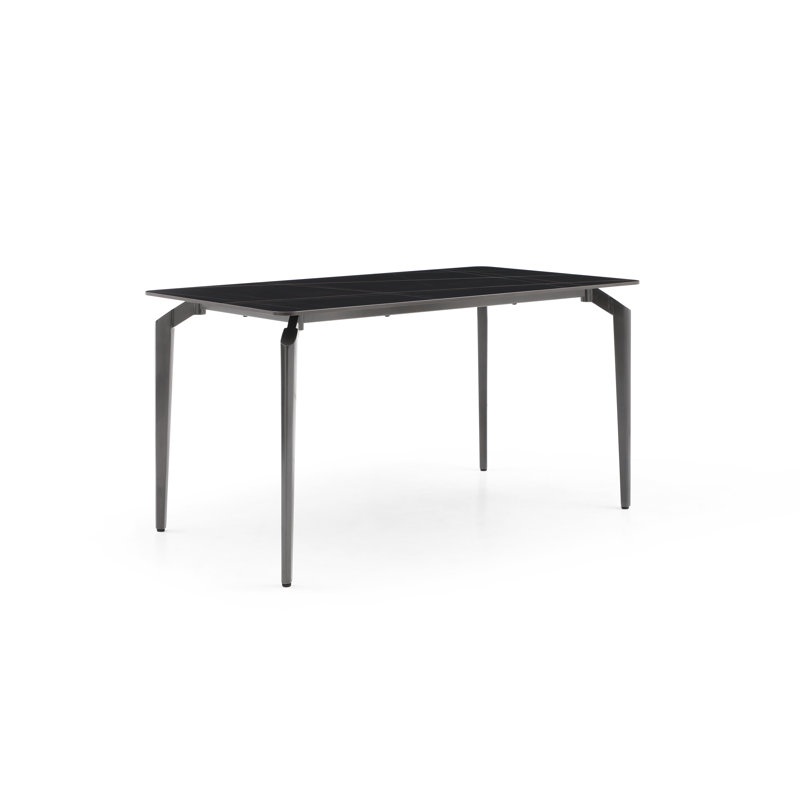 Bunde Stone Top Metal Base Dining Table, Black