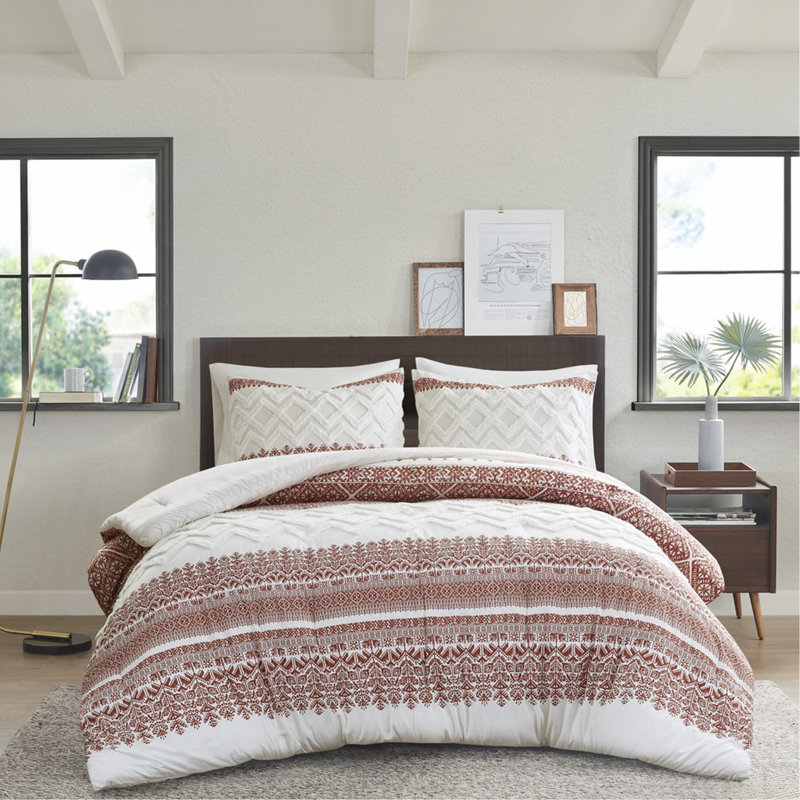 Ensemble de literie capitonnée en coton 3 pièces 3 pièces, Édredon grand et 2 taies décoratives