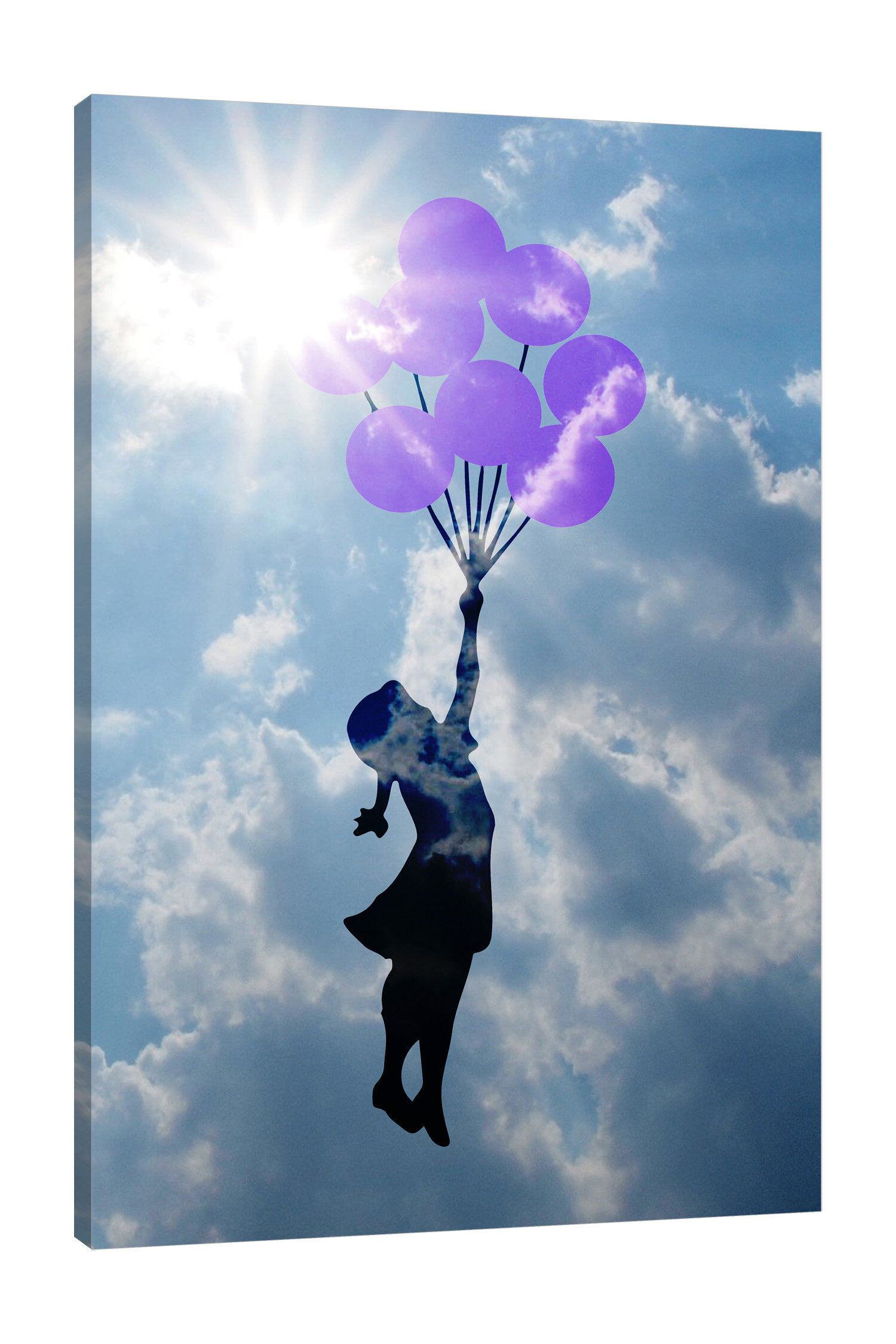 Red Barrel Studio® Flying Balloon Girl In The Clouds On Canvas by