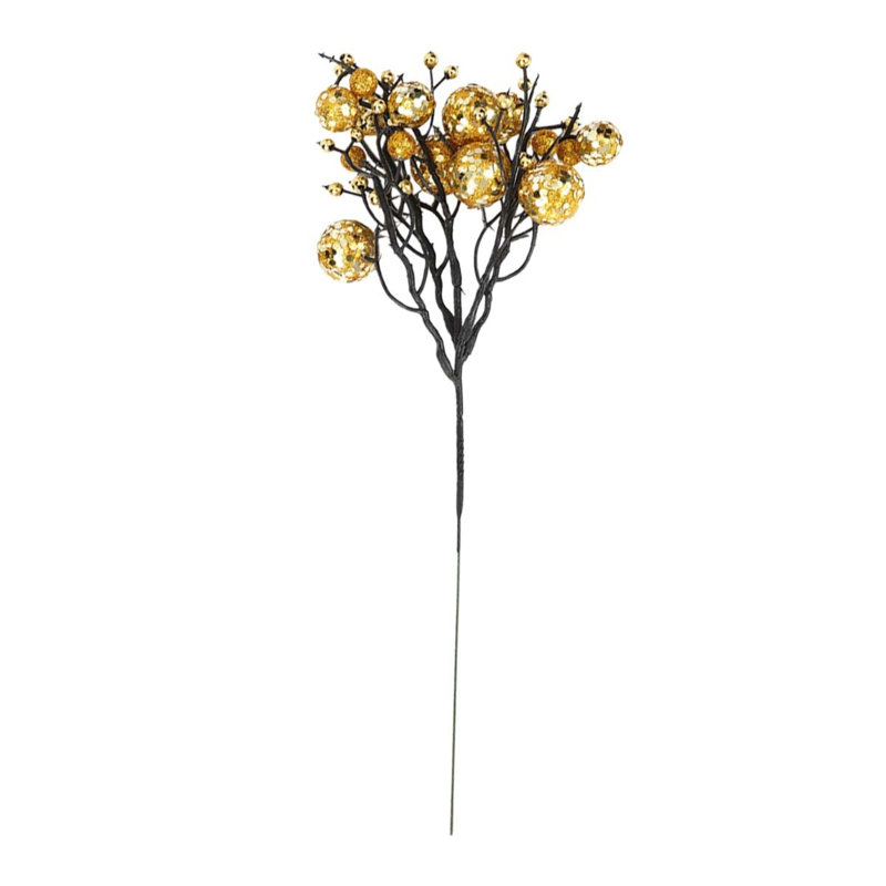 Arbre de Noël ramasse des tiges de 10 tiges de baies artificielles scintillantes pour Noël, Doré