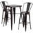 Toquerville Square Metal Indoor-Outdoor Bar Table Set with 2 Stools with Backs-1064872376