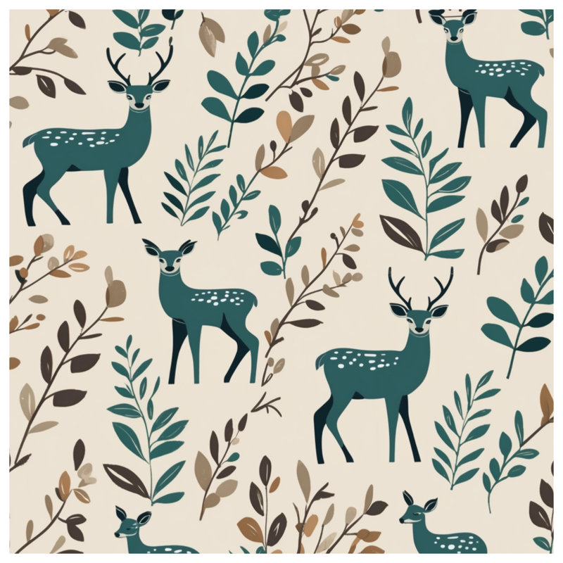 Housses de couette motif cerf et feuilles, Très grand lit