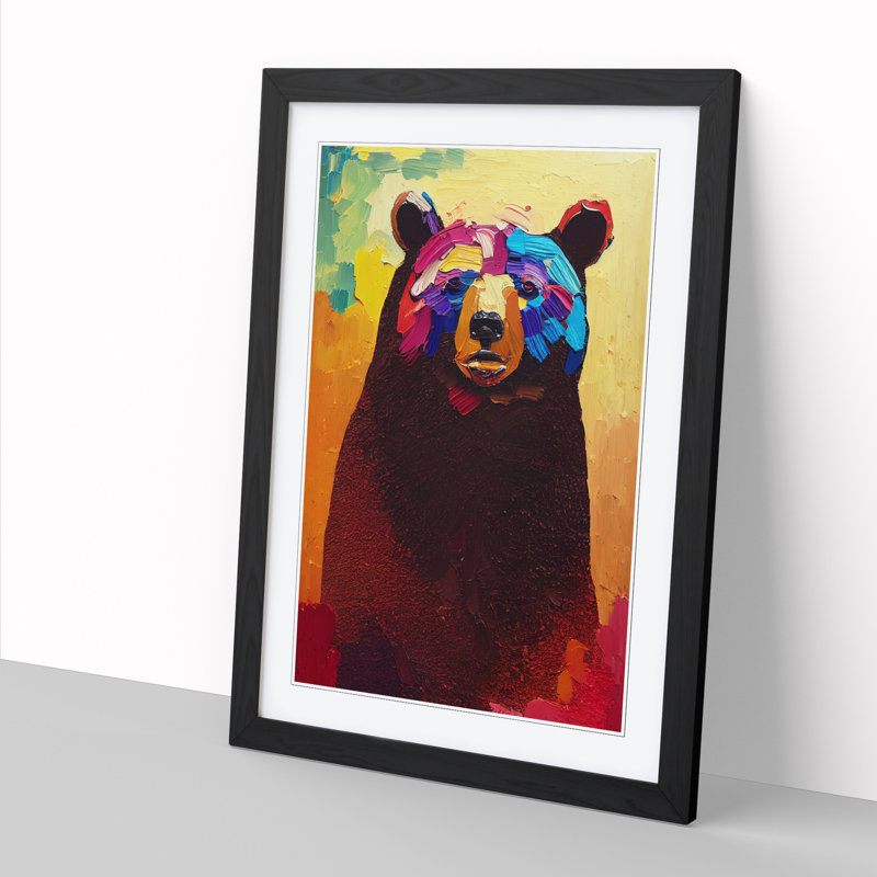 FRM-V0523-218X Bear Vol.1 - Single Picture Frame Print, Black Framed, 64cm H x 46cm W x 2cm D