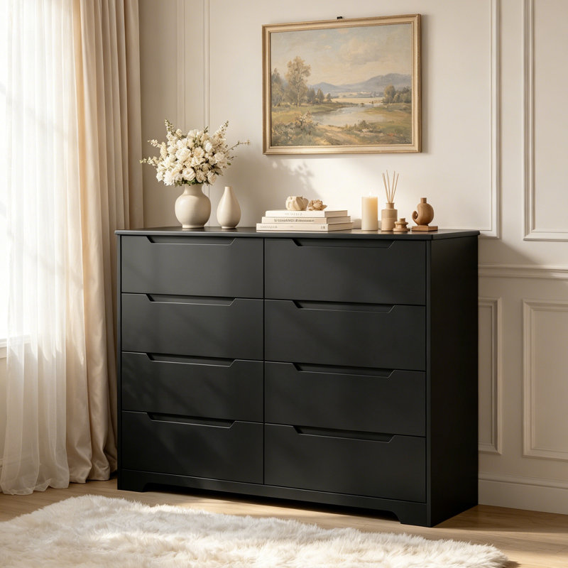 8-Drawer 47.2 "W Double Dresser, Black