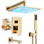 Ensemble de robinet de douche à jet de pluie 12 po avec robinet mélangeur Gold