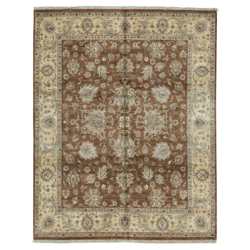 Tapis rouille et beige noué à la main de haute qualité
