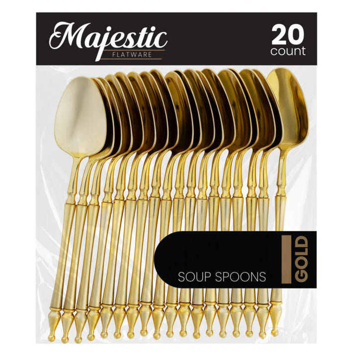 Muchuan Flatware Plastic Gold Soup Spoons