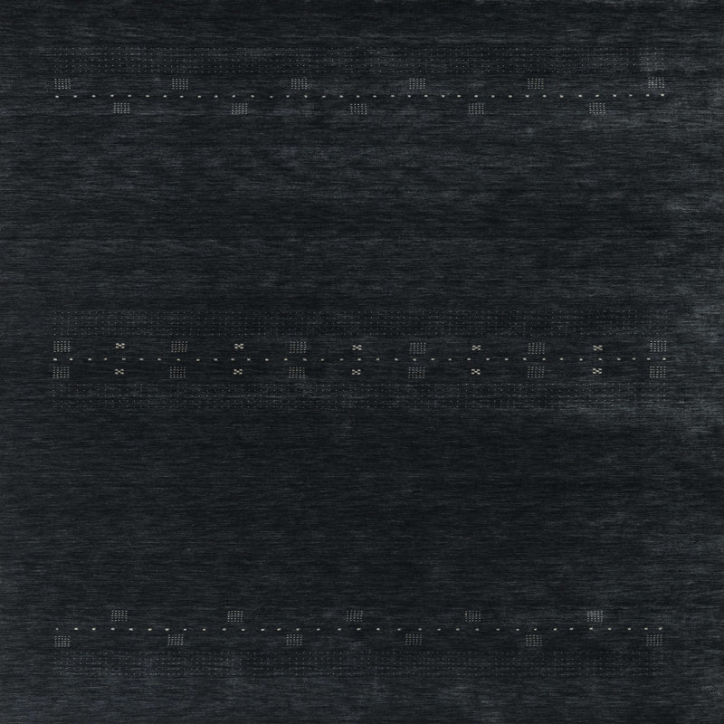 Tapis contemporain noir, Carré 6 pi x 6 pi