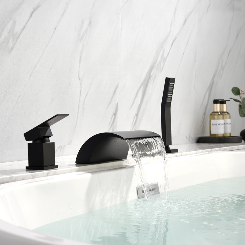 2 Handle Bathroom Roman Tub Faucet with Diverter, Black