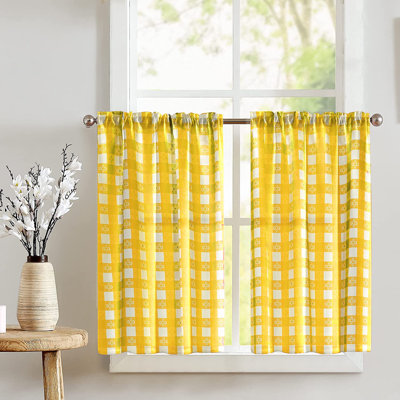Poplin Tavern Gingham Checkered Cafe Tier Curtains