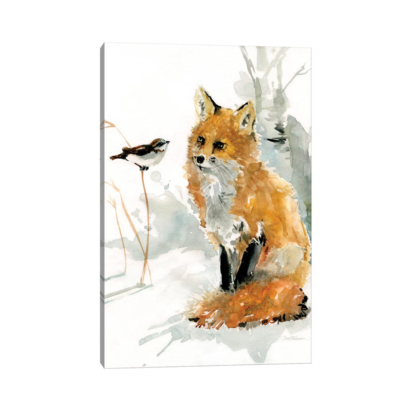 Fox And Friend by Carol Robinson - Print on Canvas, Wrapped Canvas, 20.32 cm H x 30.48 cm W